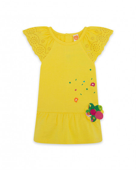 Robe en jersey volants fille jaune funcactus Robe en jersey volants fille jaune funcactus