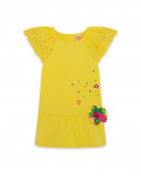 Robe en jersey volants fille jaune funcactus Robe en jersey volants fille jaune funcactus