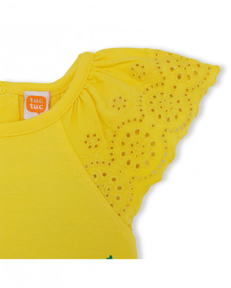 Robe en jersey volants fille jaune funcactus Robe en jersey volants fille jaune funcactus