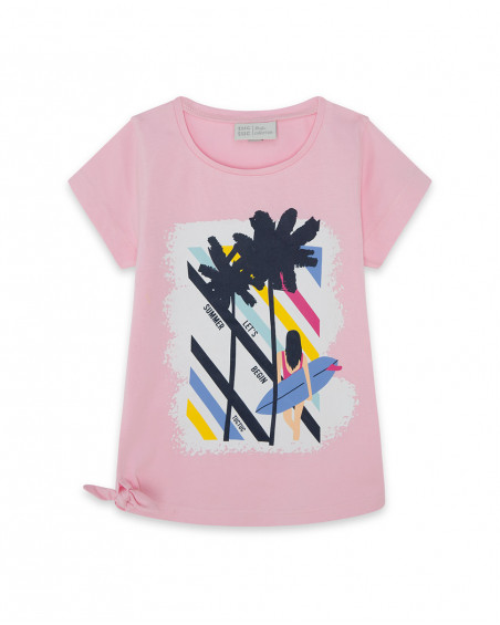Tee-shirt en jersey lien fille rose island Tee-shirt en jersey lien fille rose island