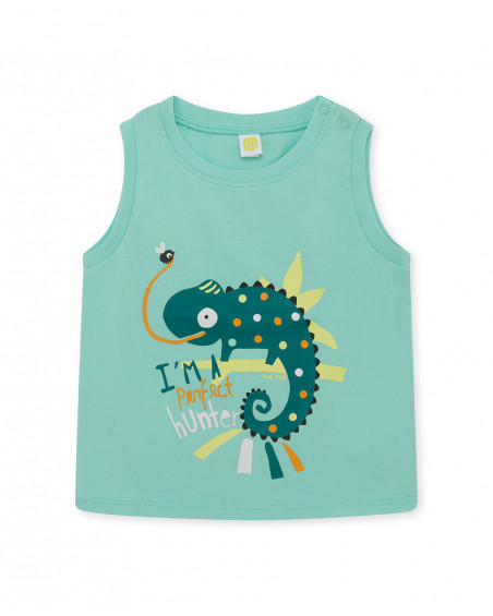 Tee-shirt en jersey bretelles garçon vert in the jungle Tee-shirt en jersey bretelles garçon vert in the jungle