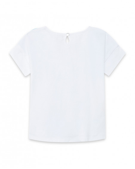 Tee-shirt en jersey imprimée fille blanche tahiti Tee-shirt en jersey imprimée fille blanche tahiti