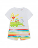 Grenouillère en jersey short garçon blanche hi! sunshine Grenouillère en jersey short garçon blanche hi! sunshine