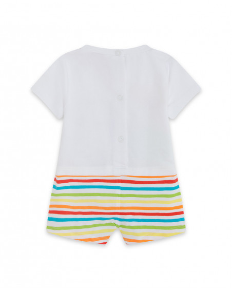 Grenouillère en jersey short garçon blanche hi! sunshine Grenouillère en jersey short garçon blanche hi! sunshine