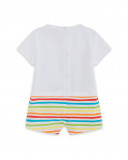 Grenouillère en jersey short garçon blanche hi! sunshine Grenouillère en jersey short garçon blanche hi! sunshine