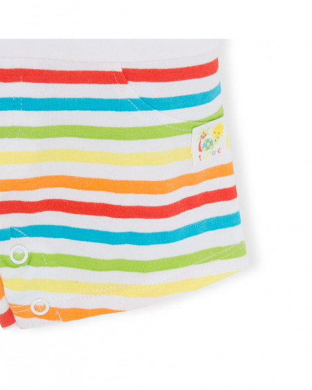Grenouillère en jersey short garçon blanche hi! sunshine Grenouillère en jersey short garçon blanche hi! sunshine