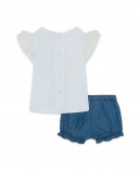 Tee-shirt et short en jeans lien fille blanche hi! sunshine Tee-shirt et short en jeans lien fille blanche hi! sunshine