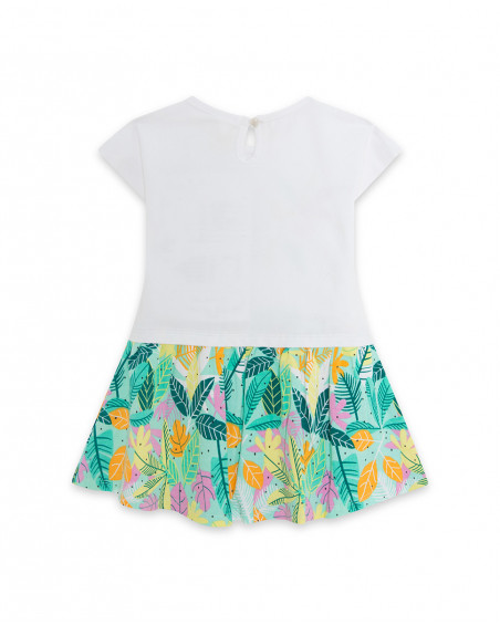 Robe en jersey feuilles fille blanche in the jungle