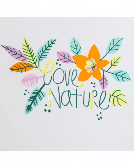 Robe en jersey feuilles fille blanche in the jungle