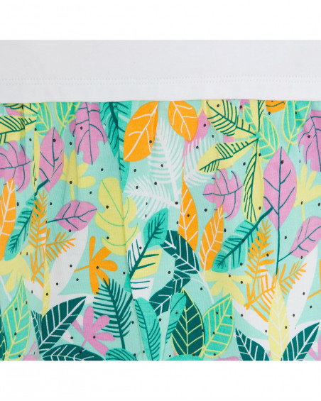 Robe en jersey feuilles fille blanche in the jungle