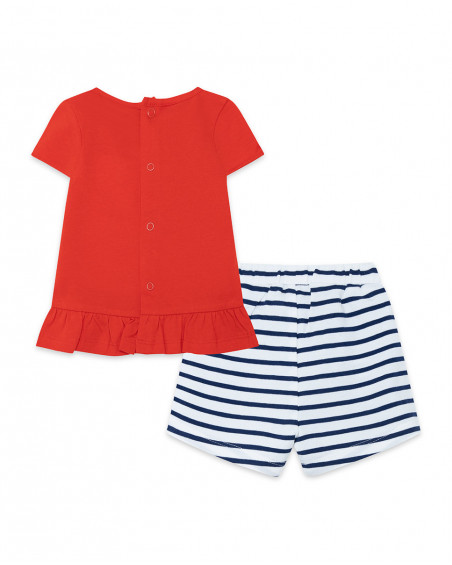 Tee-shirt et short en jersey à rayures fille rouge little Tee-shirt et short en jersey à rayures fille rouge little