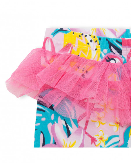 Leggings en jersey volants fille rose tahiti Leggings en jersey volants fille rose tahiti