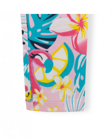 Leggings en jersey volants fille rose tahiti Leggings en jersey volants fille rose tahiti