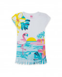 Robe en jersey franges fille blanche tahiti Robe en jersey franges fille blanche tahiti