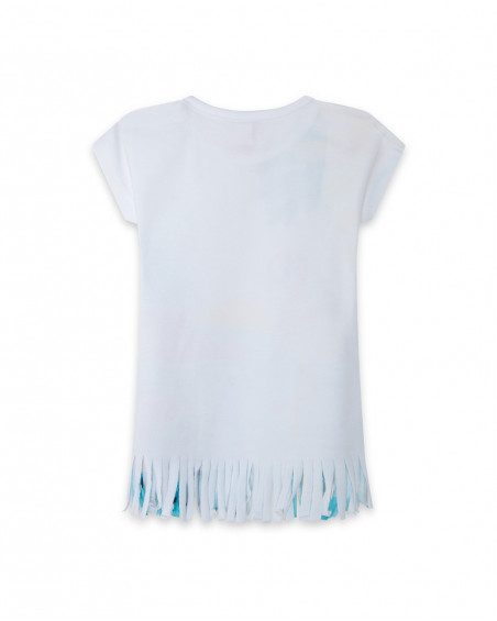 Robe en jersey franges fille blanche tahiti Robe en jersey franges fille blanche tahiti