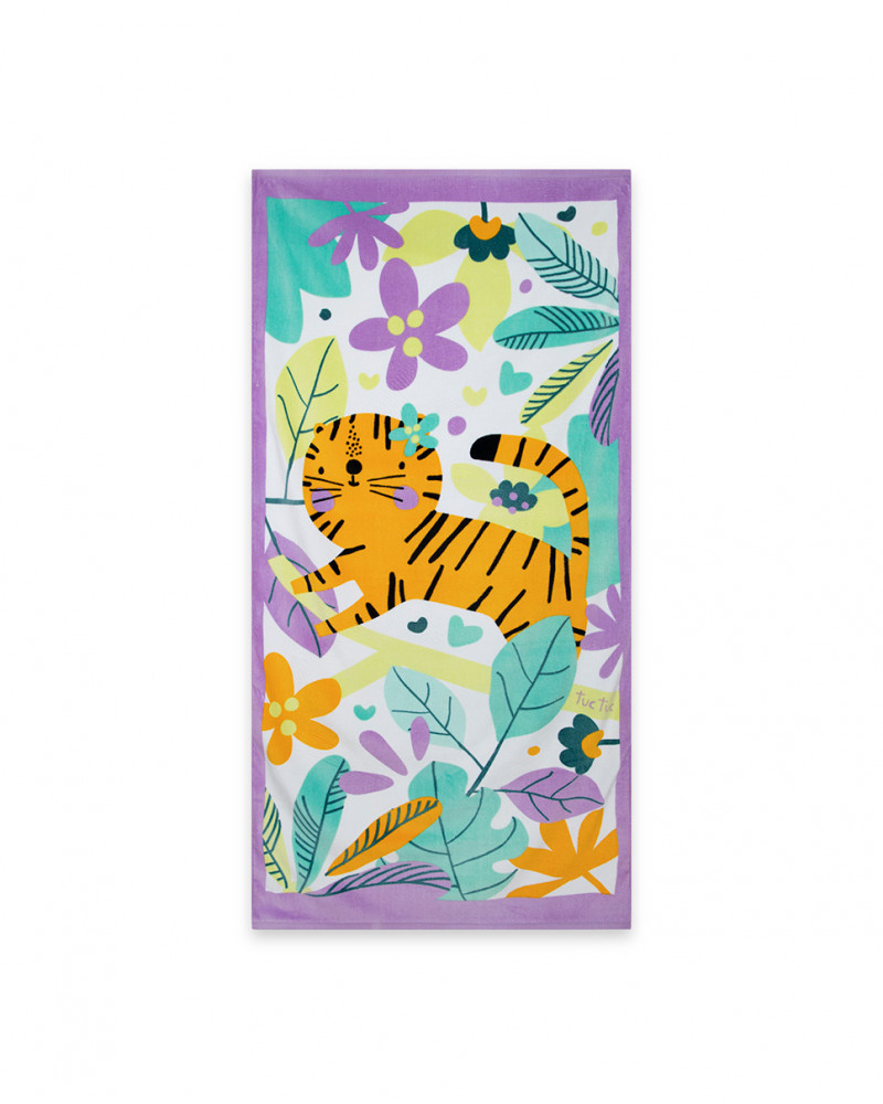 Serviette imprimée fille blanche in the jungle