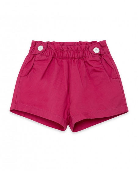 Short en sergé boutons fille fucsia basicos baby Short en sergé boutons fille fucsia basicos baby