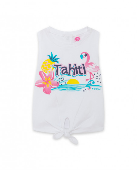 Tee-shirt en jersey message fille blanche tahiti Tee-shirt en jersey message fille blanche tahiti
