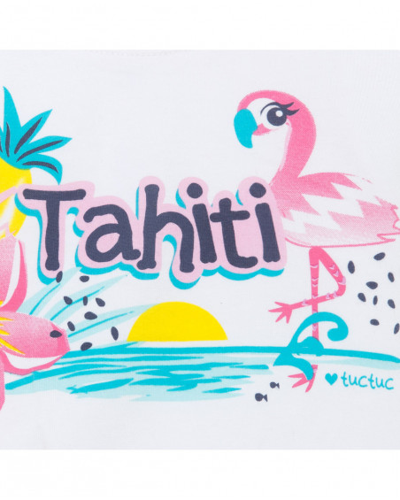 Tee-shirt en jersey message fille blanche tahiti Tee-shirt en jersey message fille blanche tahiti