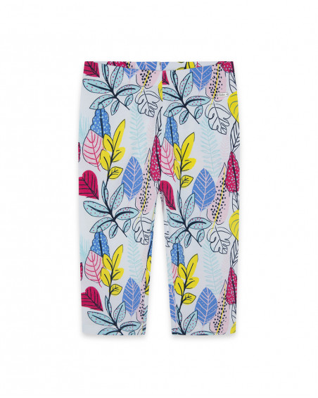 Leggings capri en jersey imprimé fille blanche island Leggings capri en jersey imprimé fille blanche island
