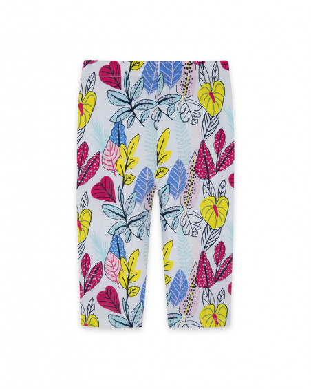 Leggings capri en jersey imprimé fille blanche island Leggings capri en jersey imprimé fille blanche island