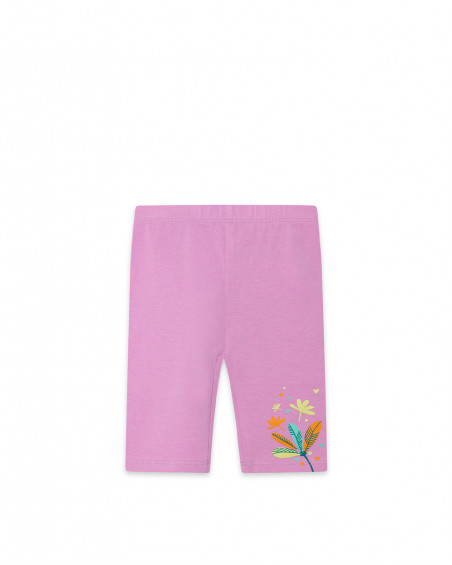 Leggings capri en jersey feuilles fille rose in the jungle