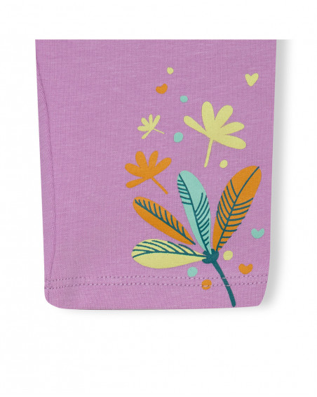 Leggings capri en jersey feuilles fille rose in the jungle