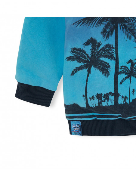 Sweat-shirt en peluche avec fermeture éclair garçon bleu surf Sweat-shirt en peluche avec fermeture éclair garçon bleu surf