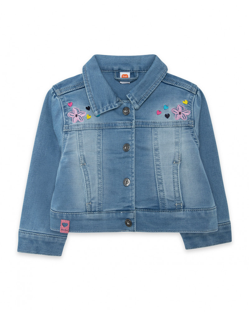 Veste en jeans boutons fille bleu tahiti