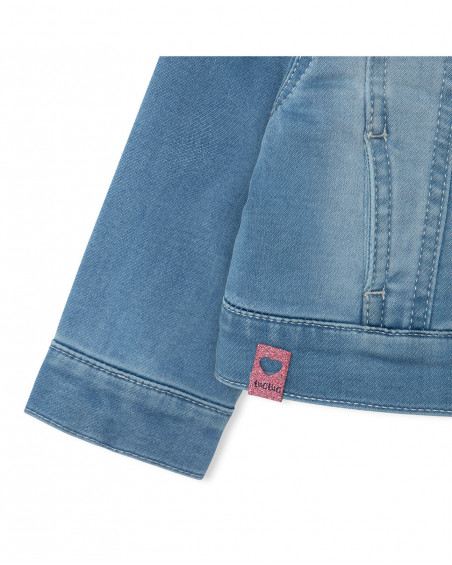 Veste en jeans boutons fille bleu tahiti Veste en jeans boutons fille bleu tahiti