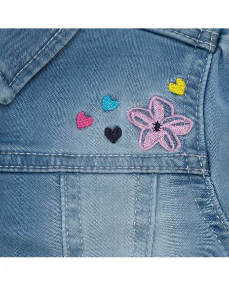 Veste en jeans boutons fille bleu tahiti Veste en jeans boutons fille bleu tahiti