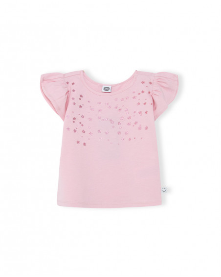 Tee-shirt en jersey volants fille rose basicos kids Tee-shirt en jersey volants fille rose basicos kids