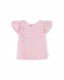Tee-shirt en jersey volants fille rose basicos kids Tee-shirt en jersey volants fille rose basicos kids