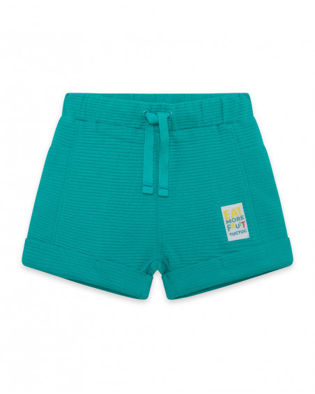 Bermuda en coton molletonné lacets garçon bleu fruitty time