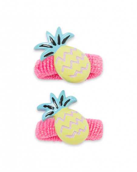 Set 2 élastique cheveux glitter fille rose tahiti