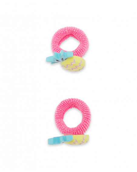 Set 2 élastique cheveux glitter fille rose tahiti