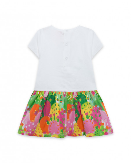 Robe en jersey imprimé fille blanche funcactus Robe en jersey imprimé fille blanche funcactus
