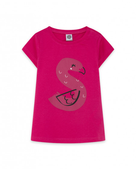 Tee-shirt en jersey flamand fille fucsia basicos baby Tee-shirt en jersey flamand fille fucsia basicos baby