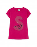 Tee-shirt en jersey flamand fille fucsia basicos baby Tee-shirt en jersey flamand fille fucsia basicos baby