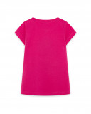 Tee-shirt en jersey flamand fille fucsia basicos baby Tee-shirt en jersey flamand fille fucsia basicos baby