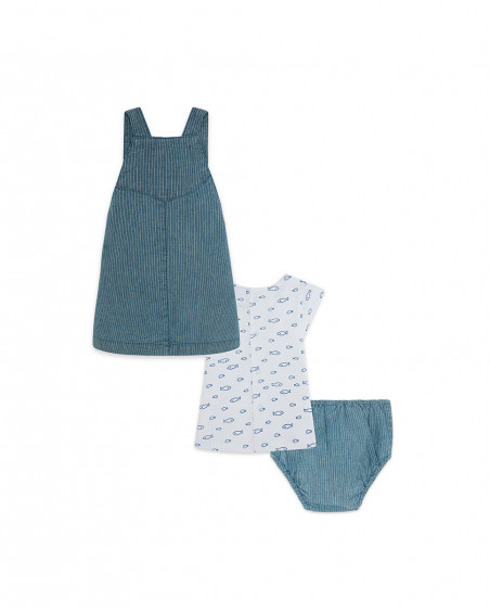 Robe en jeans et tee-shirt à rayures fille bleu little pirates Robe en jeans et tee-shirt à rayures fille bleu little pirates