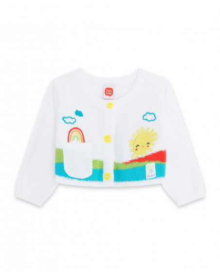 Veste en tricot boutons fille blanche hi! sunshine Veste en tricot boutons fille blanche hi! sunshine