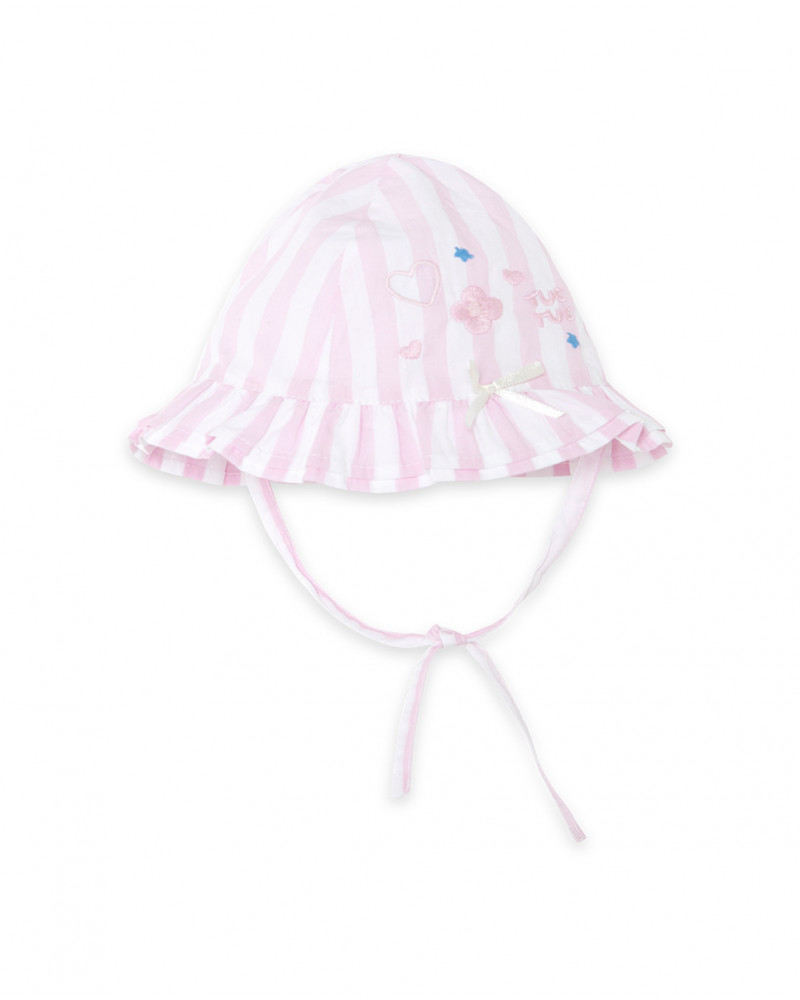 Bonnet en popeline à rayures fille rose so cute