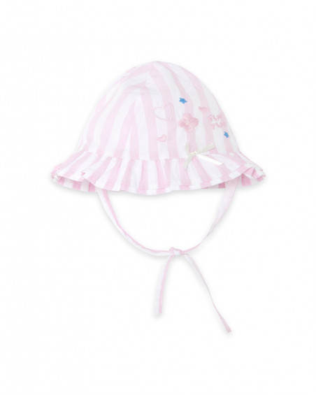 Bonnet en popeline à rayures fille rose so cute Bonnet en popeline à rayures fille rose so cute