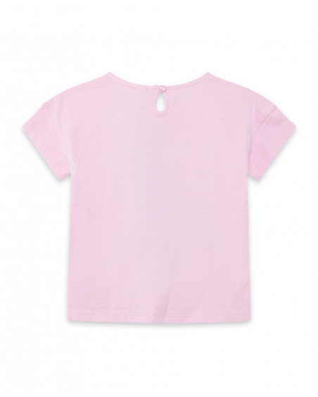 Tee-shirt en jersey imprimée fille rose tahiti Tee-shirt en jersey imprimée fille rose tahiti