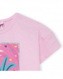 Tee-shirt en jersey imprimée fille rose tahiti Tee-shirt en jersey imprimée fille rose tahiti