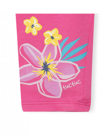 Leggings capri en jersey fleur fille rose tahiti Leggings capri en jersey fleur fille rose tahiti