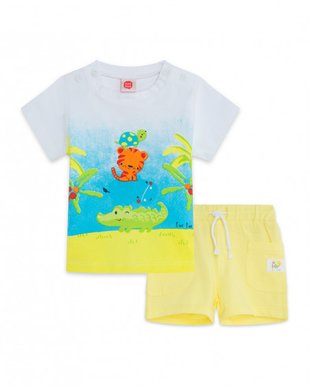 Tee-shirt et bermuda en jersey avec poches garçon jaune hi! Tee-shirt et bermuda en jersey avec poches garçon jaune hi!