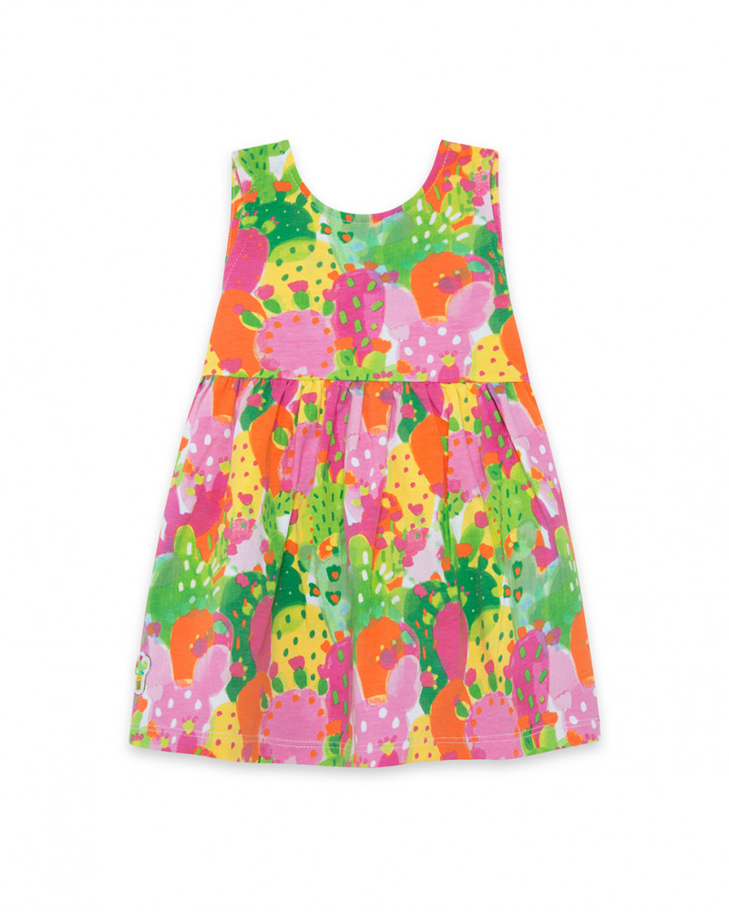 Robe en jersey bretelles fille vert funcactus