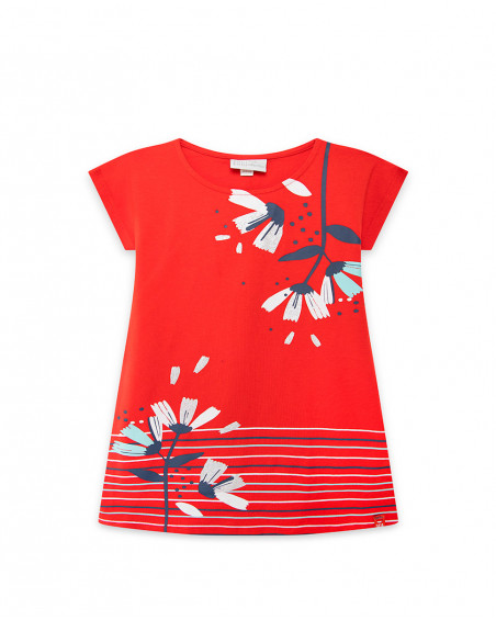 Robe en jersey imprimé fille rouge sea lovers Robe en jersey imprimé fille rouge sea lovers